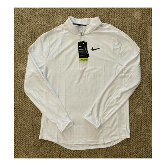 NikeCourtDri-FIT Advantage Mens 1/2 Zip Tennis Top White Size Medium CV2866-100 image {3}