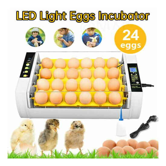 24 LED Light Egg Incubator Egg Fully Digital Automatic Hatcher Chicken/Duck/Bird image {1}