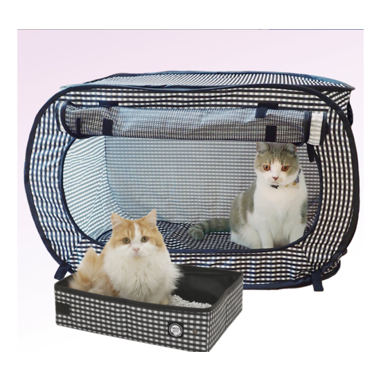 Necoichi Portable Stress Free Cat Cage & Litter Box Set image {1}