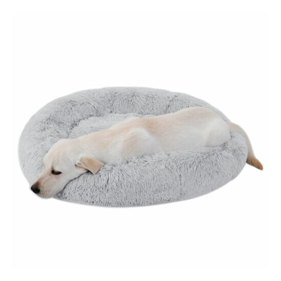 Fur Donut Cuddler Dogs Cats Bed Dog Beds Pet Calming Soft Warmer Dogs Cats Bed image {3}
