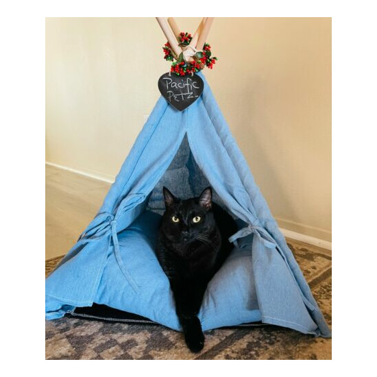 Pet Teepee Tent House Bed w/Cushion, 24", PacificPetz, Dog Puppy Cat Kitten image {1}