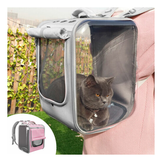 Pet Carrier for Cats Airline Approved Large Bag Backpack Soft Sided Pink Mesh image {1}