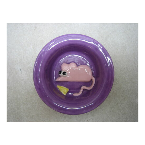 RUSS BERRIE CAT BOWL MOUSE W/CHEESE SIGNED DEBBY CARMAN image {2}