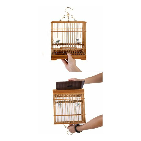 Square Bamboo Bird Cage Chinese Wooden Pet Nest Home image {4}