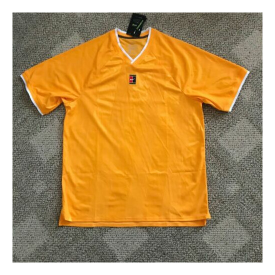 Men's Nike Court Breathe Slam Crew Tennis Shirt Sundial Yellow Sz XL CK9799-717 image {2}