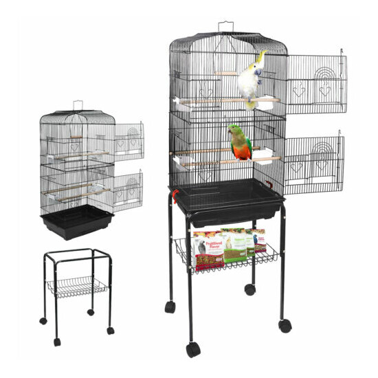 Rooling Bird 59''H Cage Cockatiel Parakeet Finch Canary Home with Stand and Tray image {5}