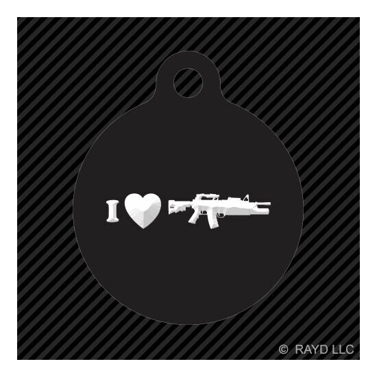 I Love my M4 w/ M203 Keychain Round with Tab dog engraved many colors image {1}
