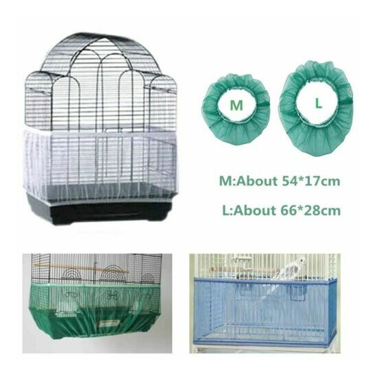Nylon Mesh Bird Cage Cover Shell Skirt Net Easy Cleaning Seed Catcher Guard Bird image {3}