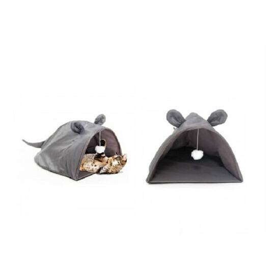 Mouse Shape Cat House with hanging toy for Cats - Extra Excitement - Cozy Fun  image {1}