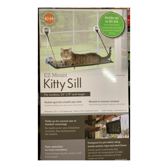 K&H Pet Products EZ Window Mount Kitty Sill 23"W x 12"D Hold Up to 50lbs Gray/Bl image {1}