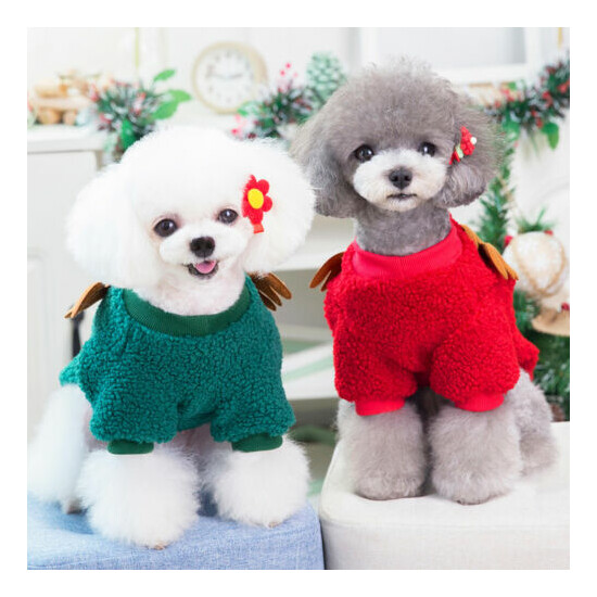 Christmas Dog Clothes Soft Fleece Dog Jacket Pet Coat Sweater Puppy Cat Jumper image {4}