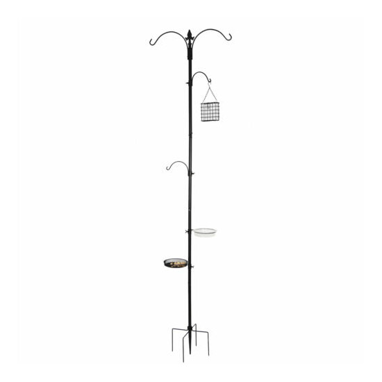 Bird Feeder Pole Stand Feeding Station Multi Hanging Kit For Bird Watching Bath image {1}