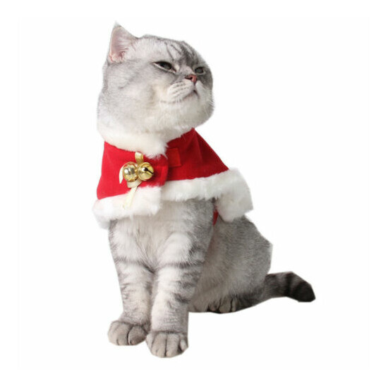 Allacki Pet Christmas Cloak Cat Adjustable Warm Xmas Costume Red Dog Scarf image {2}