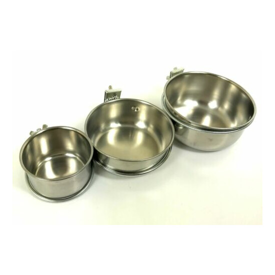 Stainless Steel Feeder Bowls with Clamp Holder Bird Parrot Rabbit Small Animal image {1}