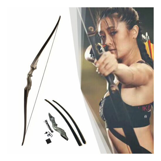 60" Longbow Arrow Set Takedown Archery Wooden Riser American Target Shoot Hunt image {11}