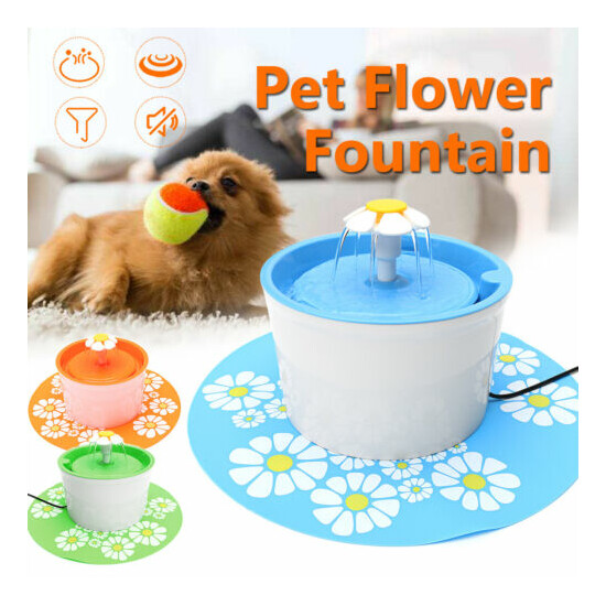 1.6L Flower Automatic Electronic Pet Cat Dog Water Drinking Fountain Bowl ❥ c image {1}