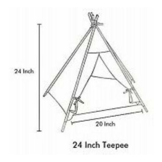 Pet Teepee Tent House Bed w/Cushion, 24", PacificPetz, Dog Puppy Cat Kitten image {4}