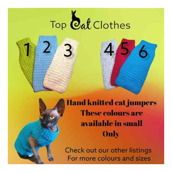 Hand Knitted small cat jumper - Sphynx cat tops, Devon Rex, Pet cat clothes image {1}