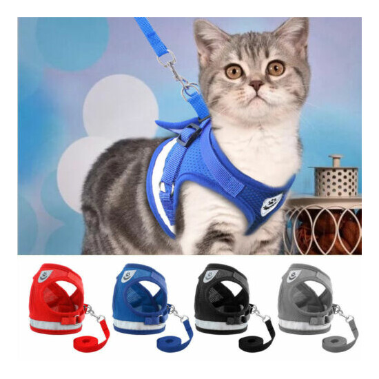 Reflective Cat Harness and Leash Escape Proof Adjustable Harness Vest Padded  image {1}