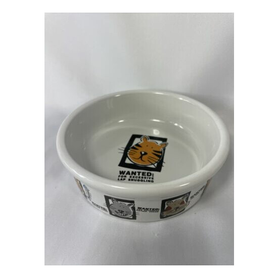 Signature Cat bowl Mug shots Pet Stoneware by Riviera Van Beers WANTED for 5" image {1}