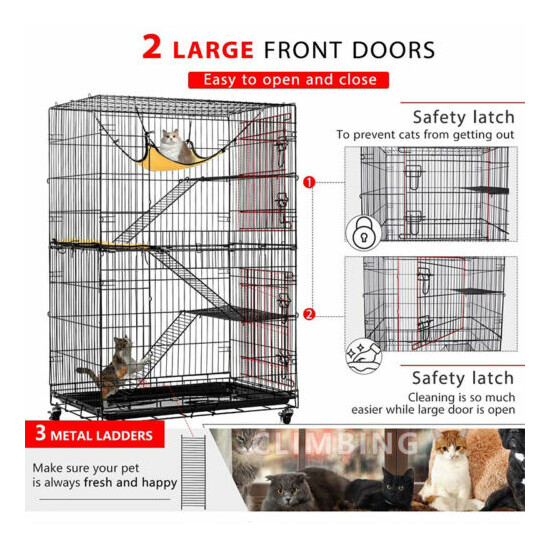 4-Tier 49" Collapsible Cat Kitten Ferret Cage w/ Wheels Enclosure Pet Playpen image {4}