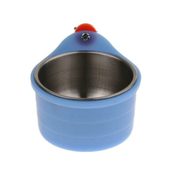 Food Or Water Cage Clip Bird Cockatiel Parrot Bowl Coop Plastic Steel Cup image {1}