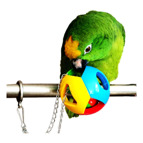 Hypeety Parrot Colorful Ball Toys with Bell Cage Hanging Chewing String for Para image {1}
