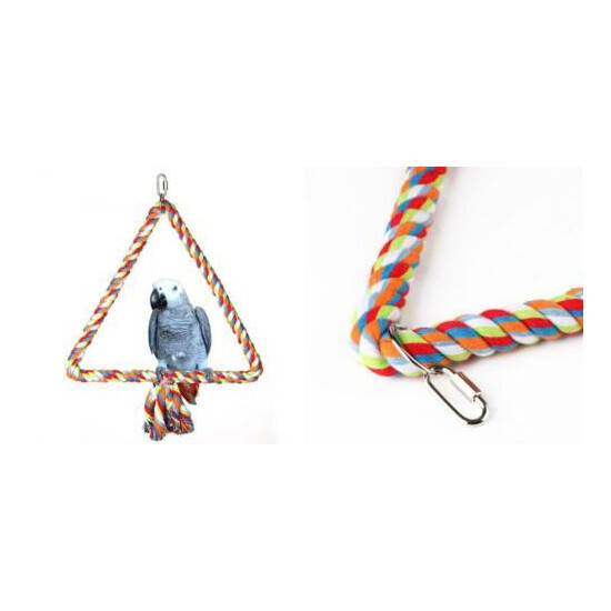 KINTOR Big Triangle Rope Swing Bird Toy Parrot Cage Toys Cages Conure M  image {1}