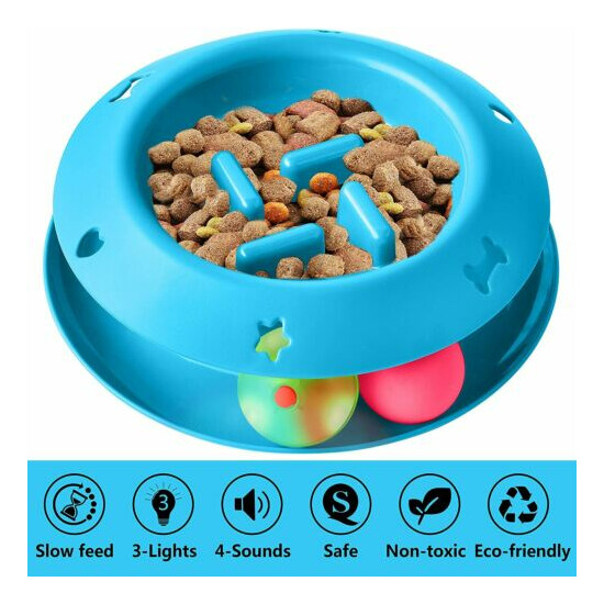 Style Slow Feeder Bowl Rolling Ball Cat Feeder 4-in-1 Intelligent Voice System image {1}