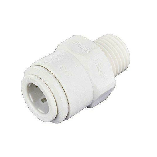 John Guest PP011222WP Push-fit NPTF Male Connector, Push-to-Connect, 3/8 Inch OD image {1}