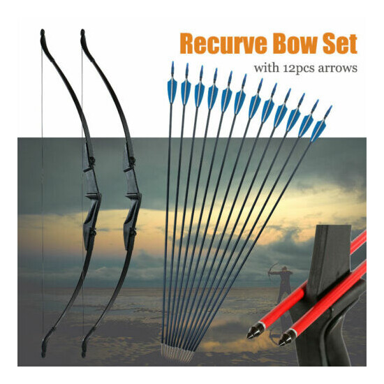 YoouDamy 57in Takedown Recurve Bow Hunt & 12x Arrows Set Archery Right Left Hand Thumb {1}