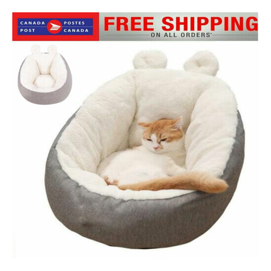 Self-Warming Cat Bed for Cats and Small Medium Dogs Pet Puppy Bed Washable Grey image {1}