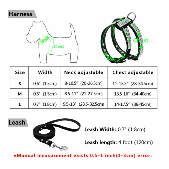 Pet Rhinestones Dog Harness US Soft Puppy Reflective Walking Lead Leash Vest Set image {2}
