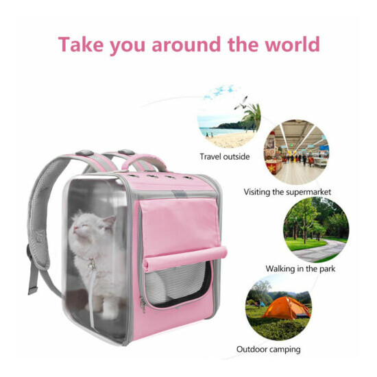 Pet Carrier for Cats Airline Approved Large Bag Backpack Soft Sided Pink Mesh image {4}