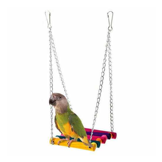 Bird Parrot Parakeet Budgie Cockatiel Cage Hammock Swing Toys Hanging .lo image {3}