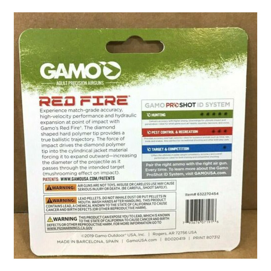 Gamo 632270454 RED FIRE PELLETS .22 CAL. TINS OF 125 - C17 image {2}