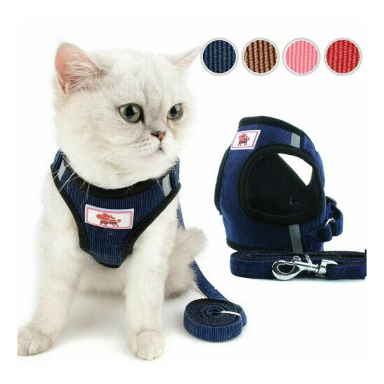 Breathable Small Dog Cat Pet Mesh harness Vest Collar Chest Strap Leash XS-XL image {2}