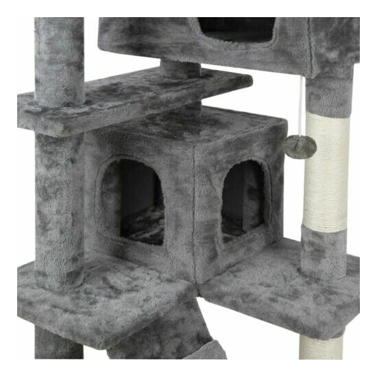USED 53" STURDY Cat Tree Tower Activity Center Large Playing House Condo Rest image {3}