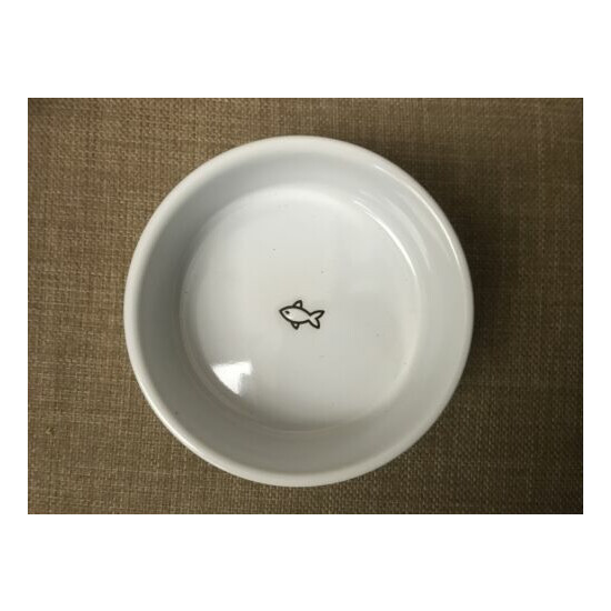 Harmony White Ceramic Good Kitty Cat Food Dish 4.5" image {1}