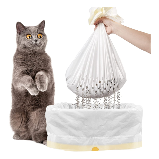 Cat Litter Bags7 Pcs Sifting Litter Box Liner Drawstring Cat Heavy Duty Box image {1}