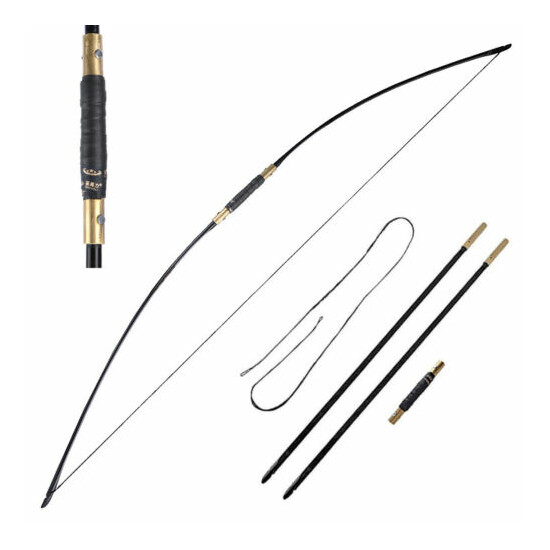 65" English Longbow Takedown 25-70lbs Straight Bow Traditional Archery Hunting Thumb {1}