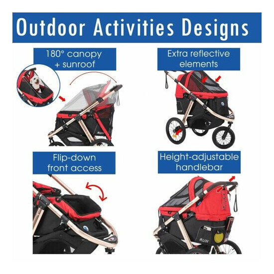 HPZ™ PET ROVER RUN Performance Jogging Sports Stroller for Dogs & Cats - Red image {5}