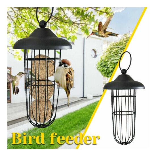 7.8''Hanging bird feeder garden wild seed container anti-lantern shape outdoor image {1}