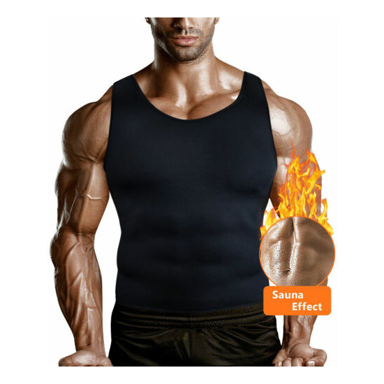 Men's Neoprene Weight Loss Sauna Sweat Vest Waist Trainer Tank Shaper Workout US image {13}