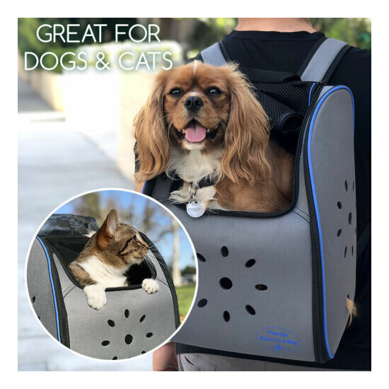 Pop Up PET BACKPACK CARRIER Dog Cat Bag Carrying Crate Bike Hiking Subway Travel image {2}