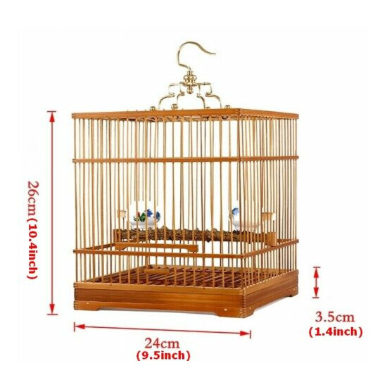 Square Bamboo Bird Cage Chinese Wooden Pet Nest Home image {2}