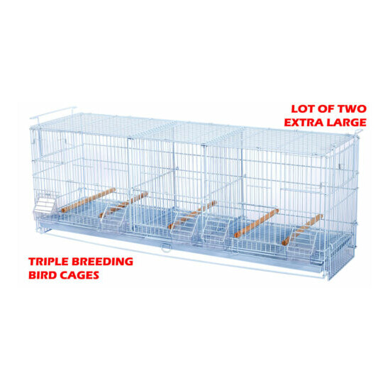 2 of X-LARGE Galvanized Triple Breeding Bird Cages Double Center Divider W/Stand image {3}