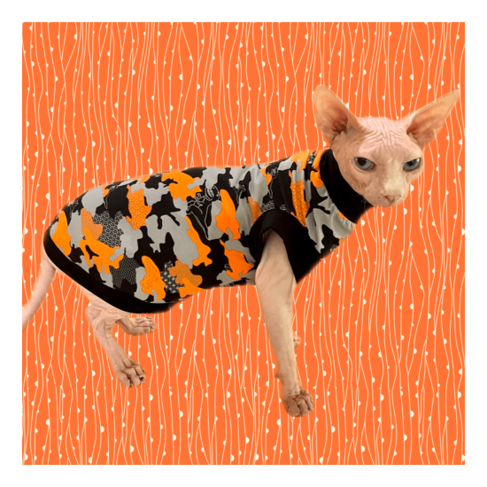 Sphynx Cat Shirt Camo Dinosaurs Clothes Clothing Cotton Coat Vest Jumper Pet Tee image {1}