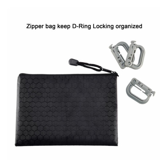 10 Pcs Multipurpose D-Ring Grimloc Locking for Molle Webbing with Zippered Pouch image {27}