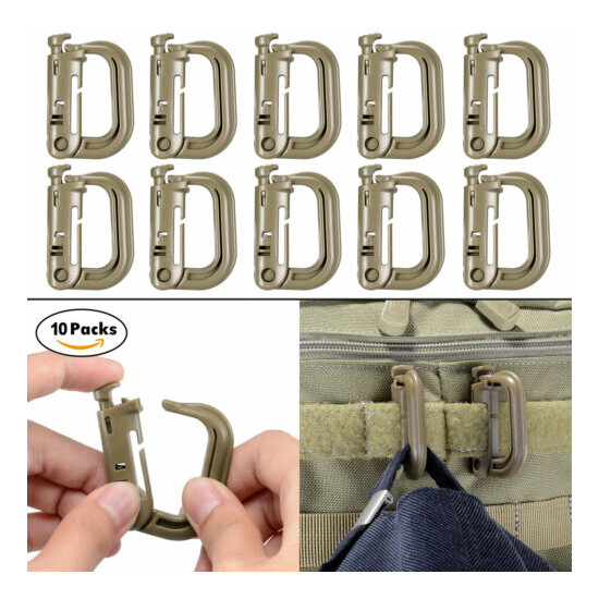 10 Pcs Multipurpose D-Ring Grimloc Locking for Molle Webbing with Zippered Pouch image {34}